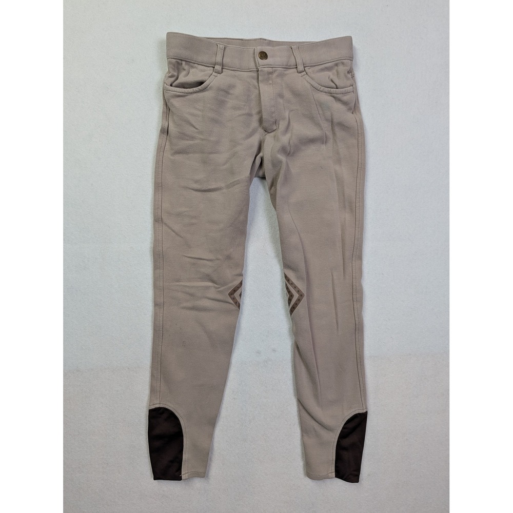 Ovation Youth Equestrian Riding Breeches Pants XL Knee Patch Tan